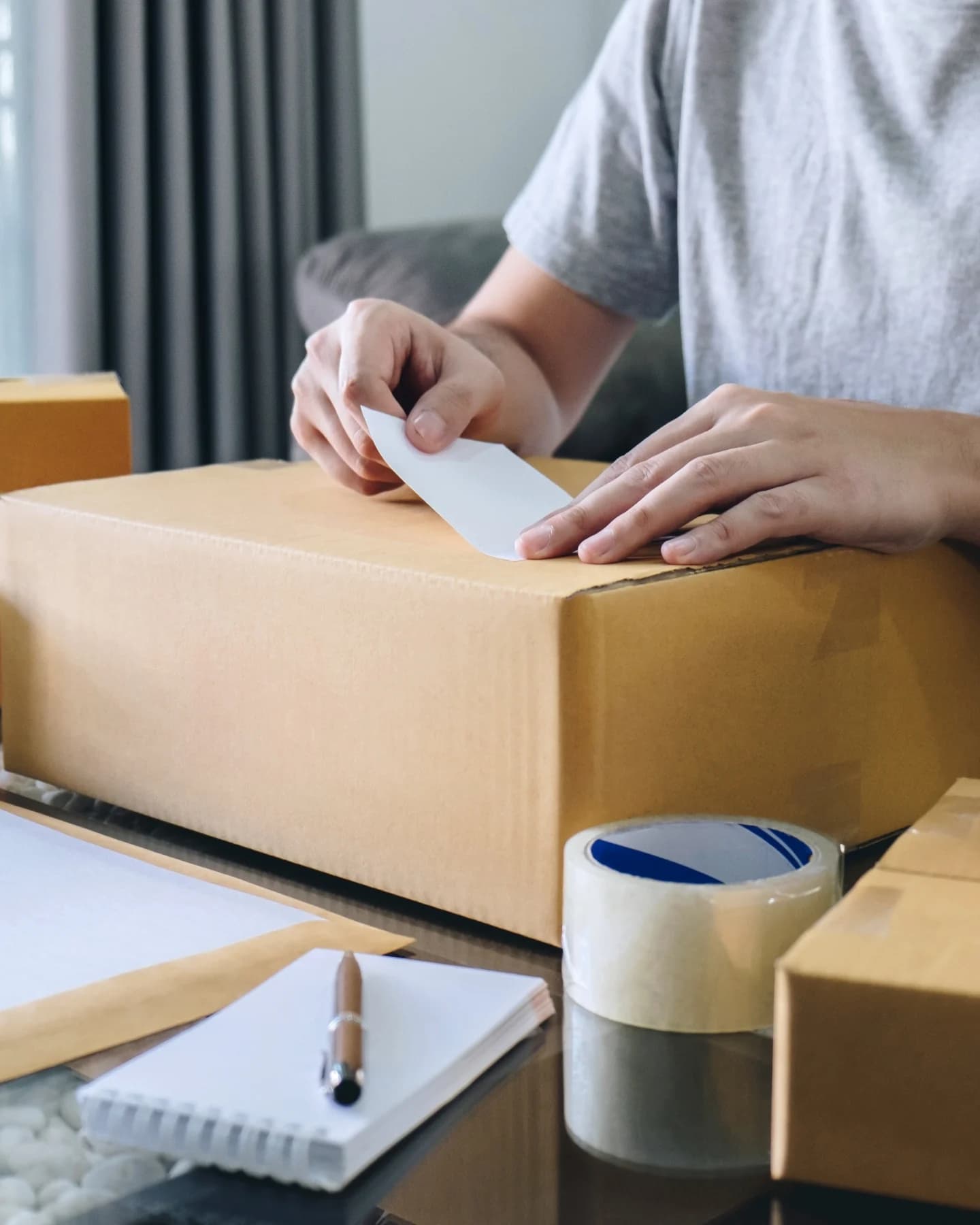 Labelling a parcel ready for dispatch