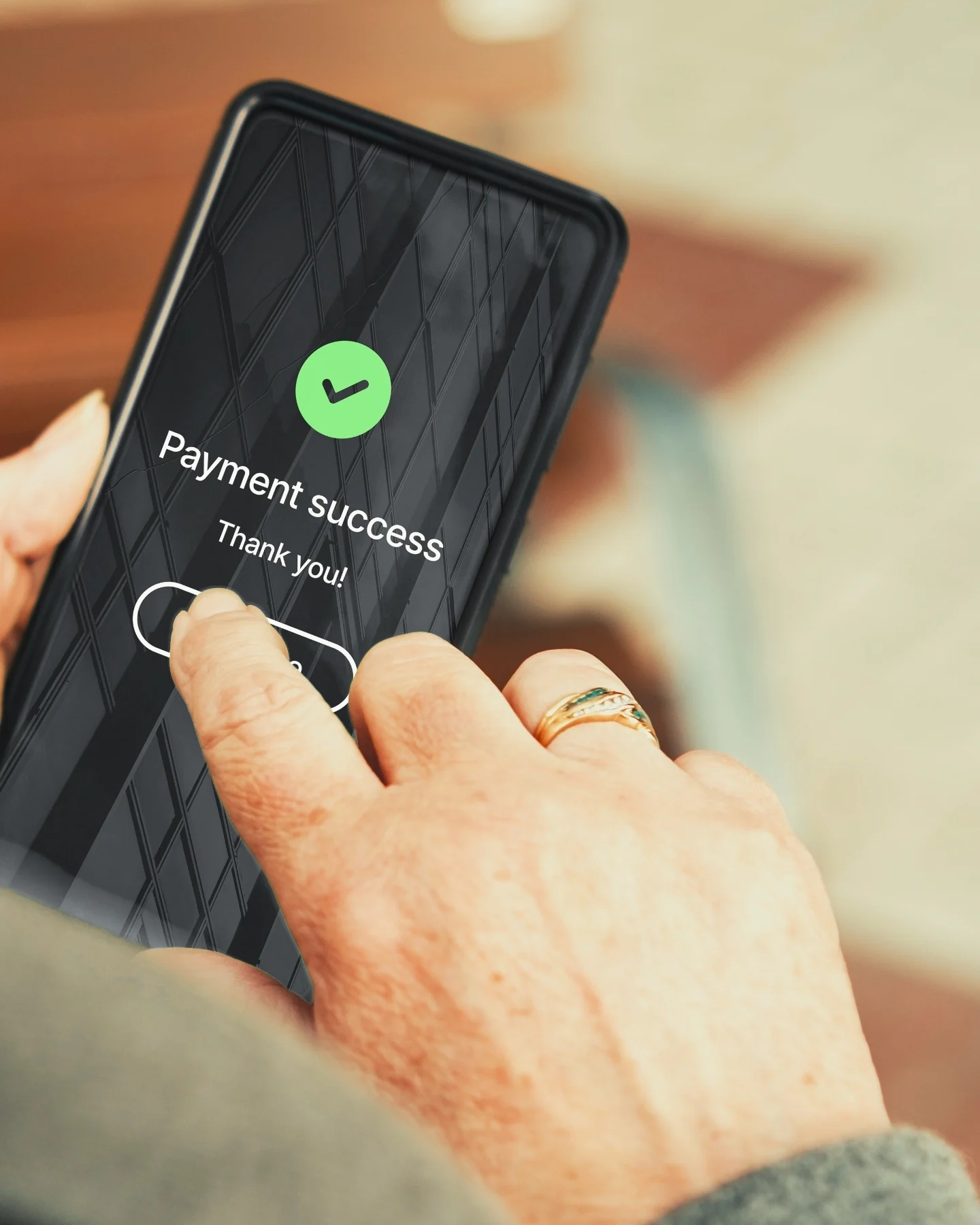 Phone showing a successful payment