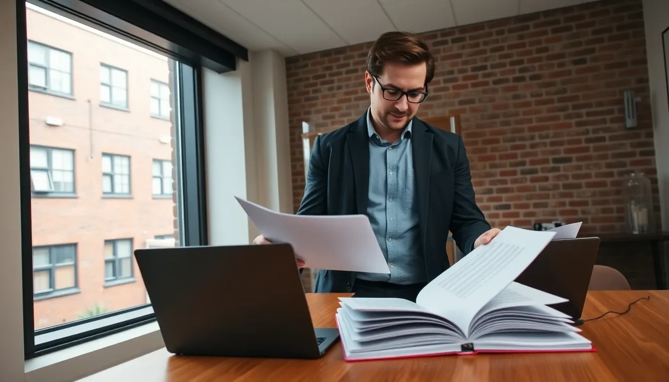 A US founder in a London office reviewing company accounts before filing Form 5471 for a UK company