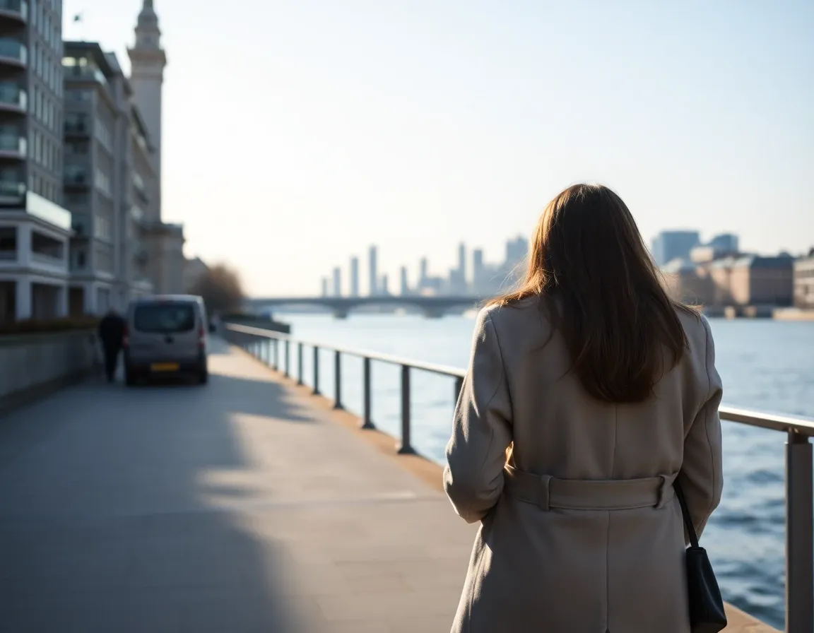Relaxed person walking along the South Bank of the Thames in daylight after catching up on US tax filings