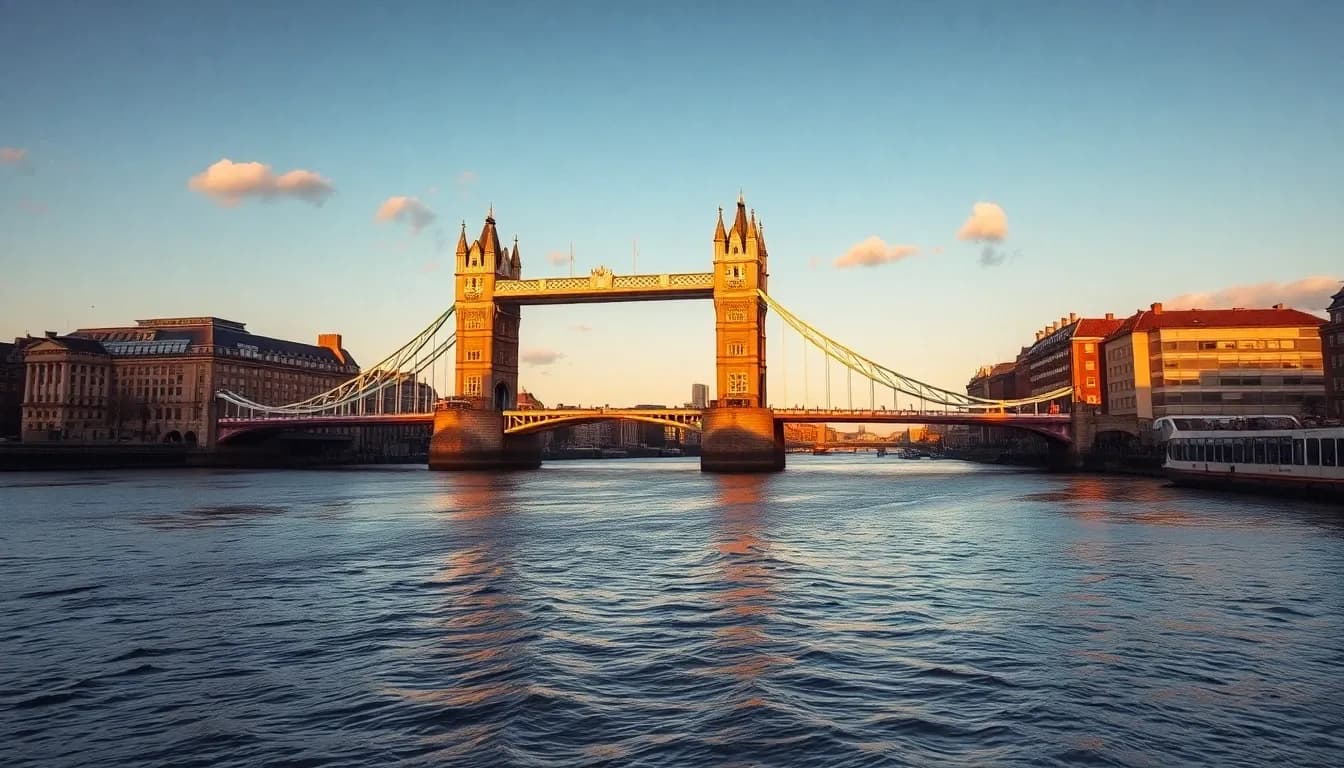 Tower Bridge over the Thames at golden hour, the London setting for US-UK double taxation and tax treaty questions