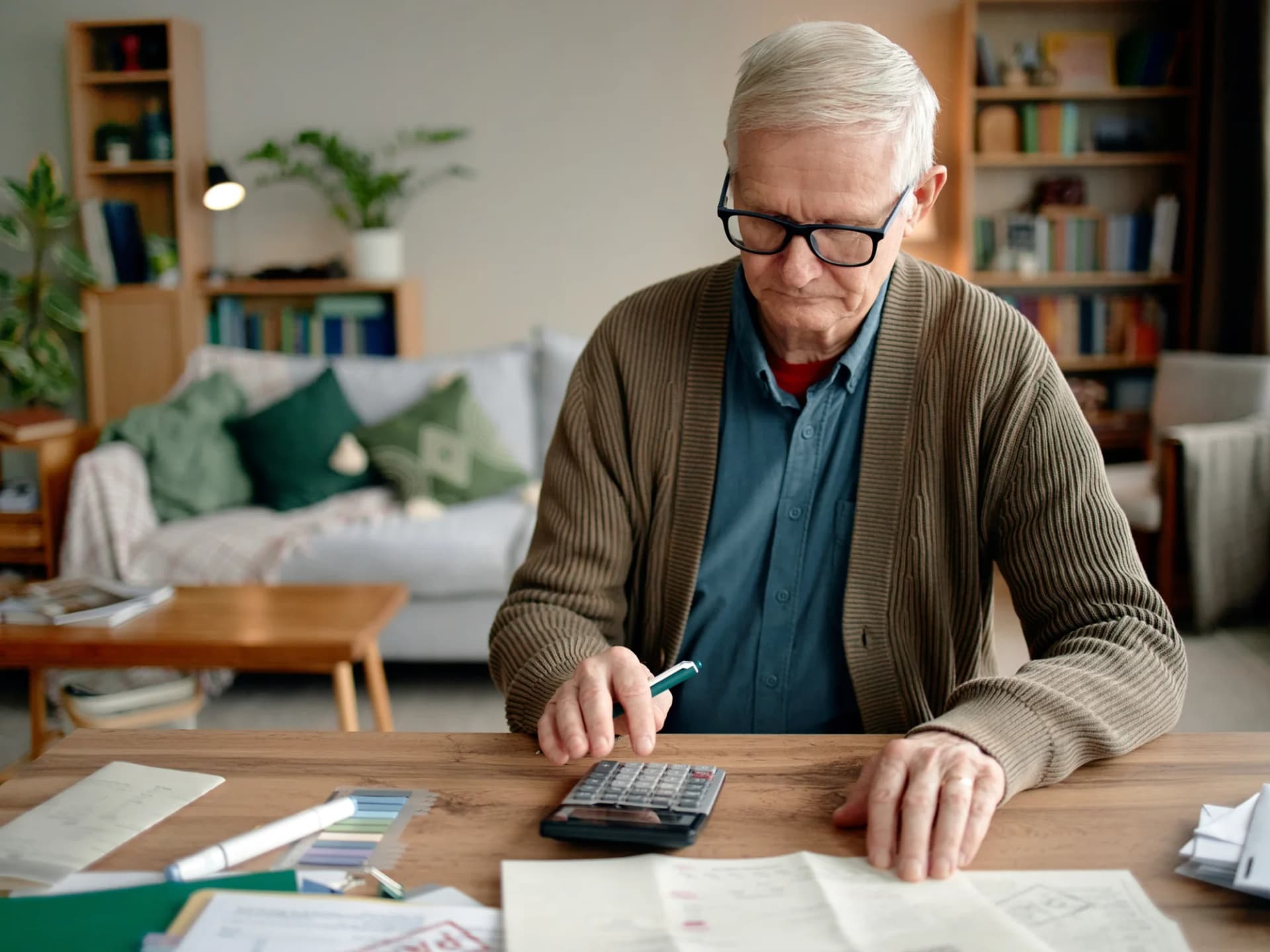 Working out pension withdrawals at home with a calculator